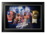 Tyson Fury And Anthony Joshua Signed Replica Gloves Display