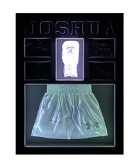 Anthony Joshua Signed Replica Glove And Shorts Display