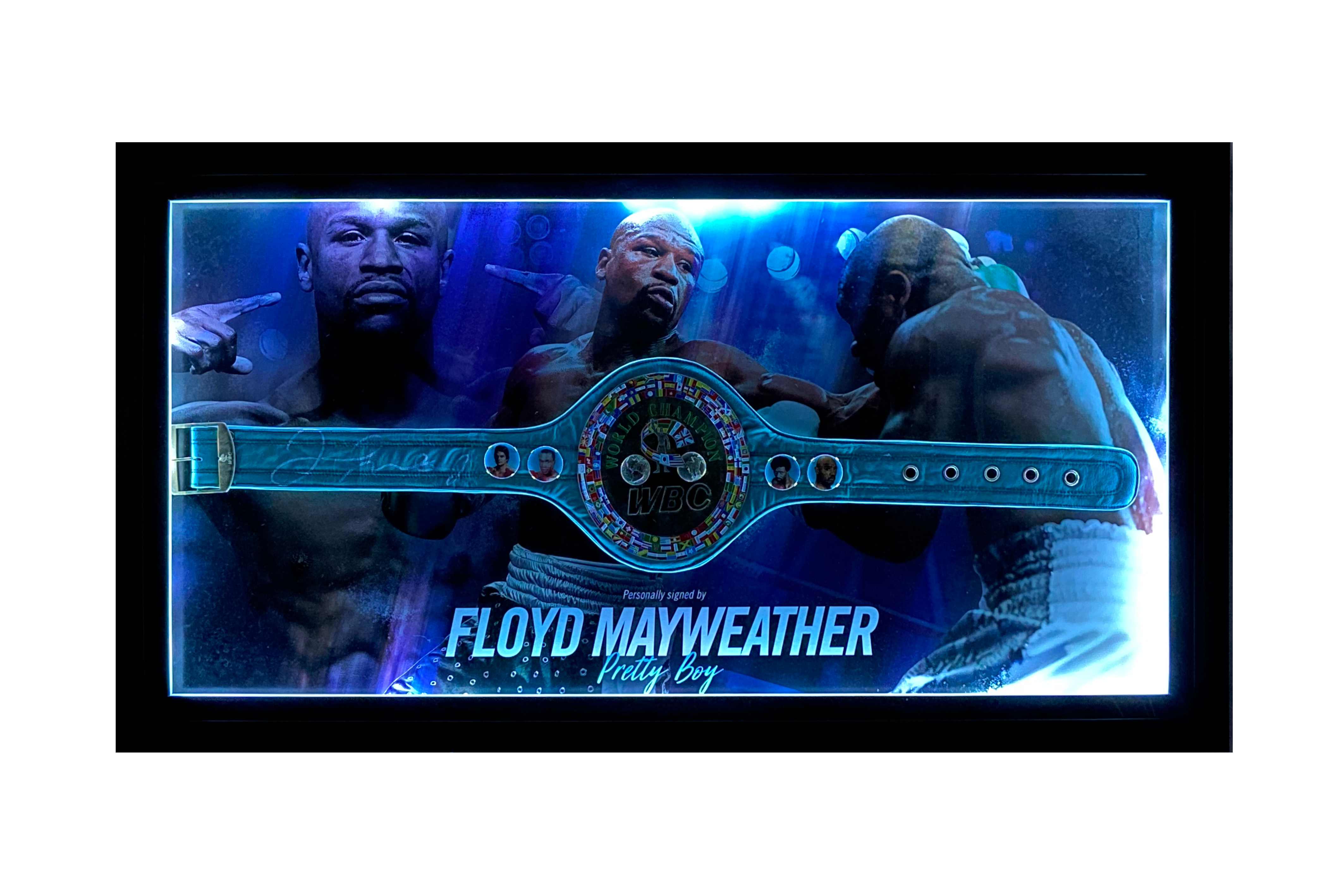 Floyd Mayweather Signed Replica Belt With Lights Display