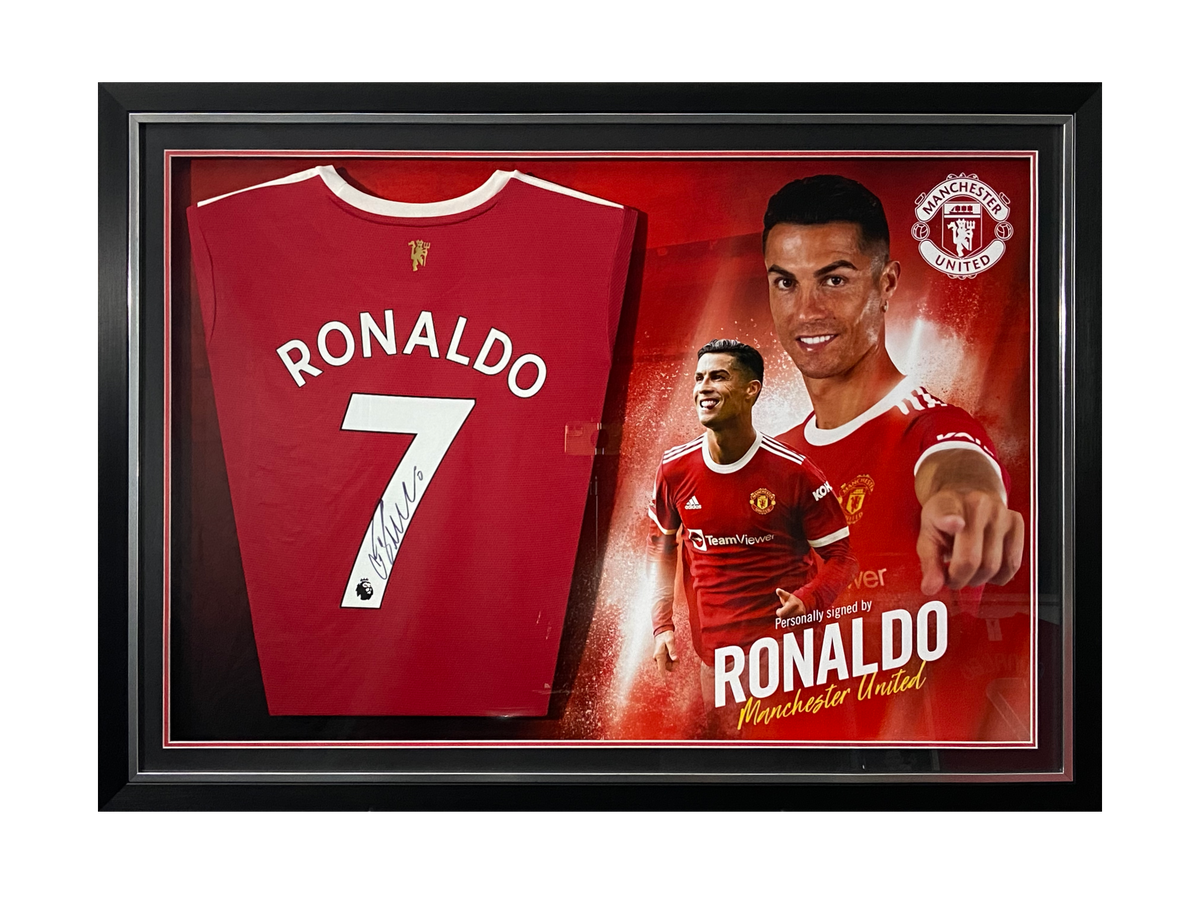 Cristiano Ronaldo Signed Replica Manchester United Shirt - Picture Board Style with LED Lights