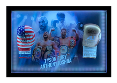 Tyson Fury And Anthony Joshua Signed Replica Gloves Display