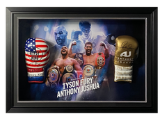 Tyson Fury And Anthony Joshua Signed Replica Gloves Display