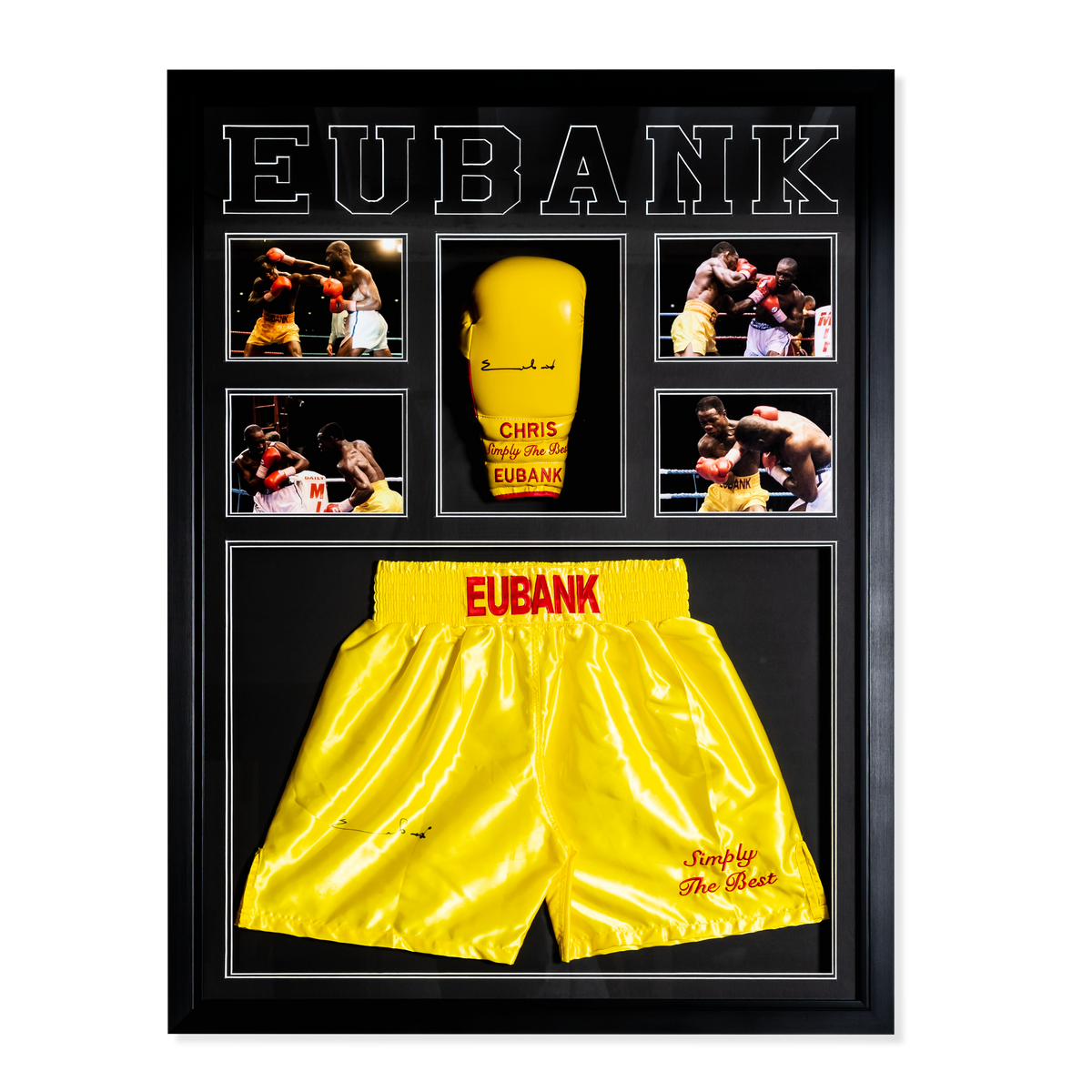 Chris Eubank Signed Replica Shorts And Glove Display