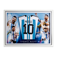 Lionel Messi Signed Replica Shirt - Picture Board + Style with LED Lights