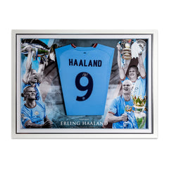 Erling Haaland Signed Replica Shirt - Picture Board + Style with LED Lights