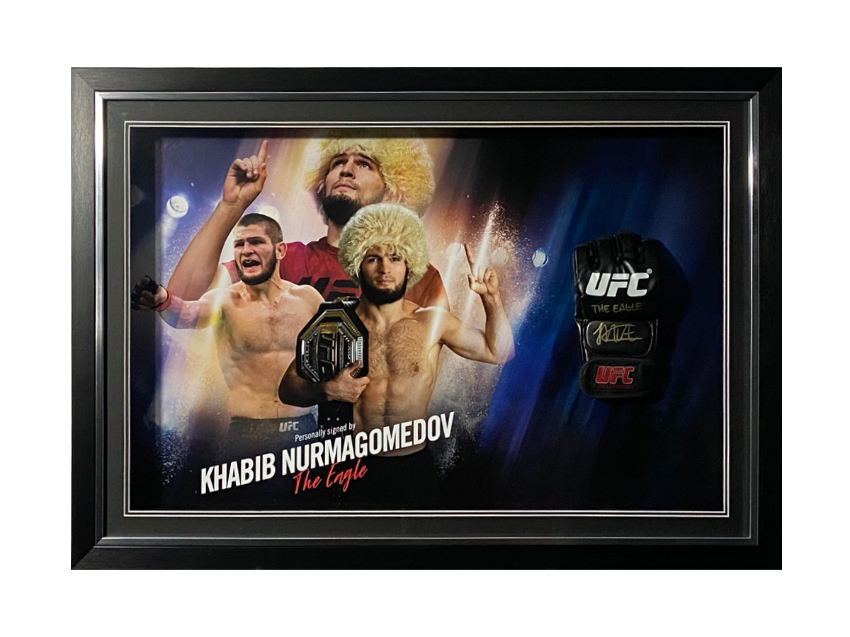 Khabib Nurmagomedov Signed Replica UFC Mitt With Light Display