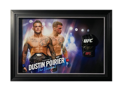 Dustin Poirier Signed Replica UFC Mitt - Picture Board Display with LED Lights