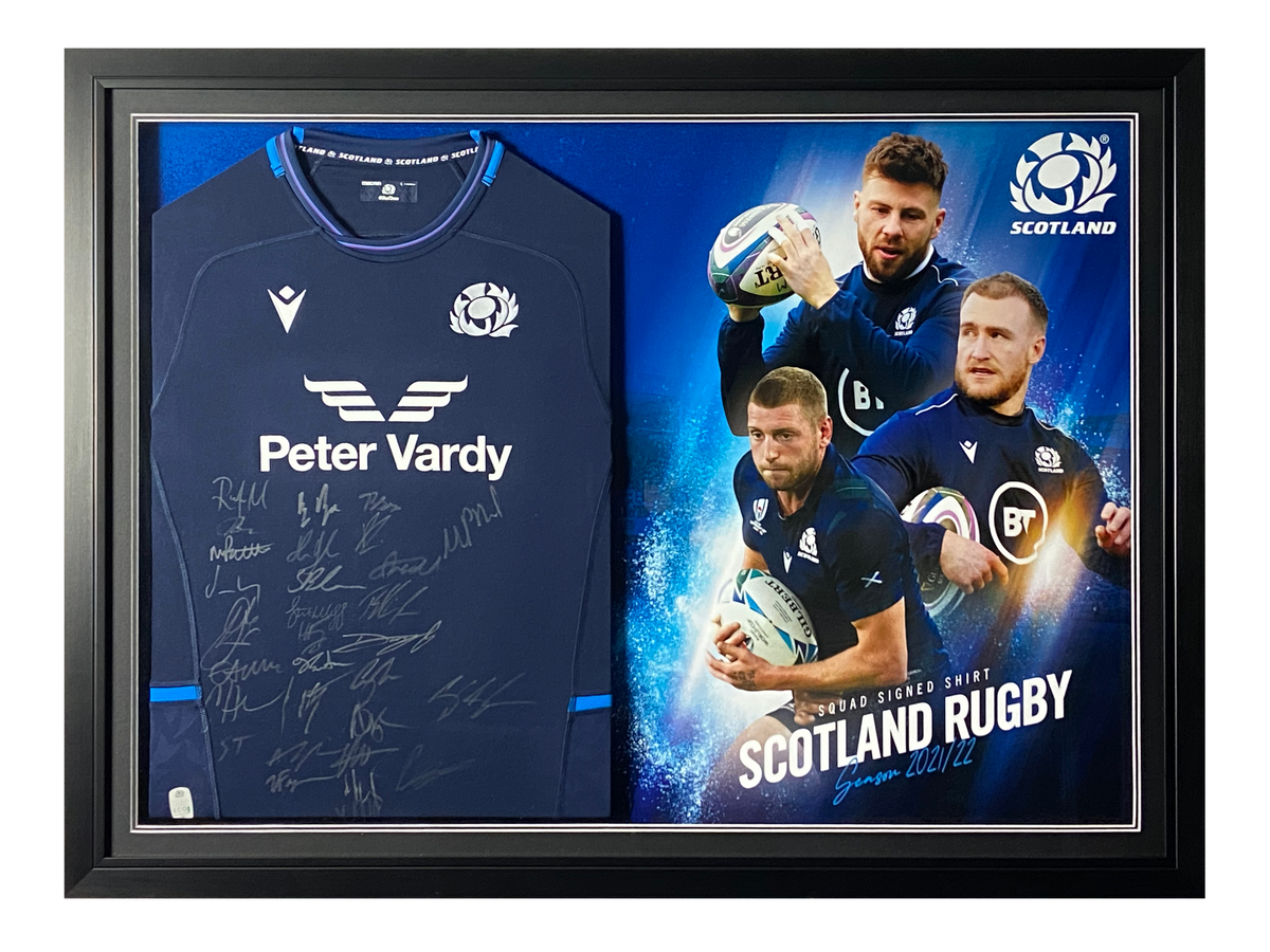 Scotland Rugby Squad Signed Replica Shirt - Picture Board Style with LED Lights