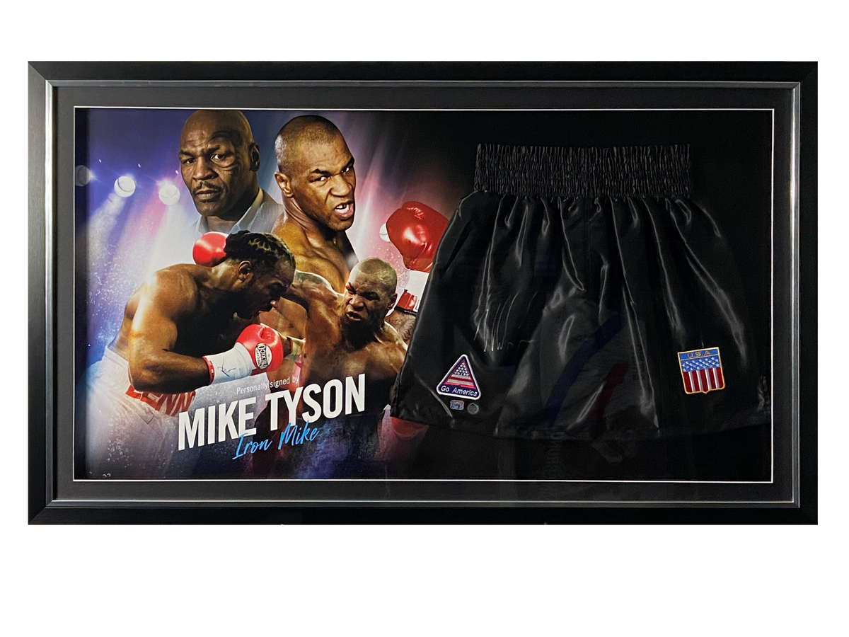 Mike Tyson Signed Replica Shorts With Picture And Light Display