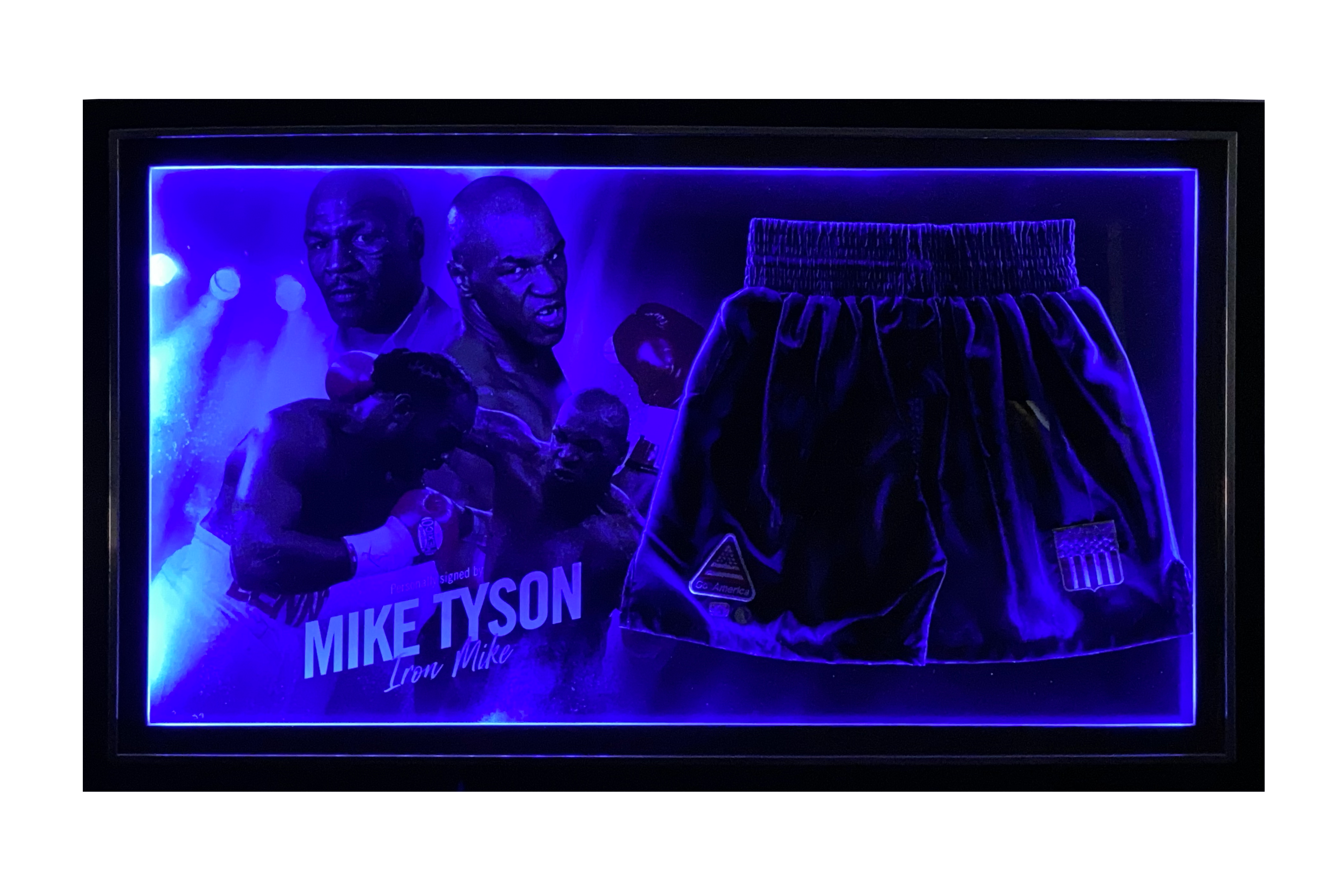 Mike Tyson Signed Replica Shorts With Picture And Light Display