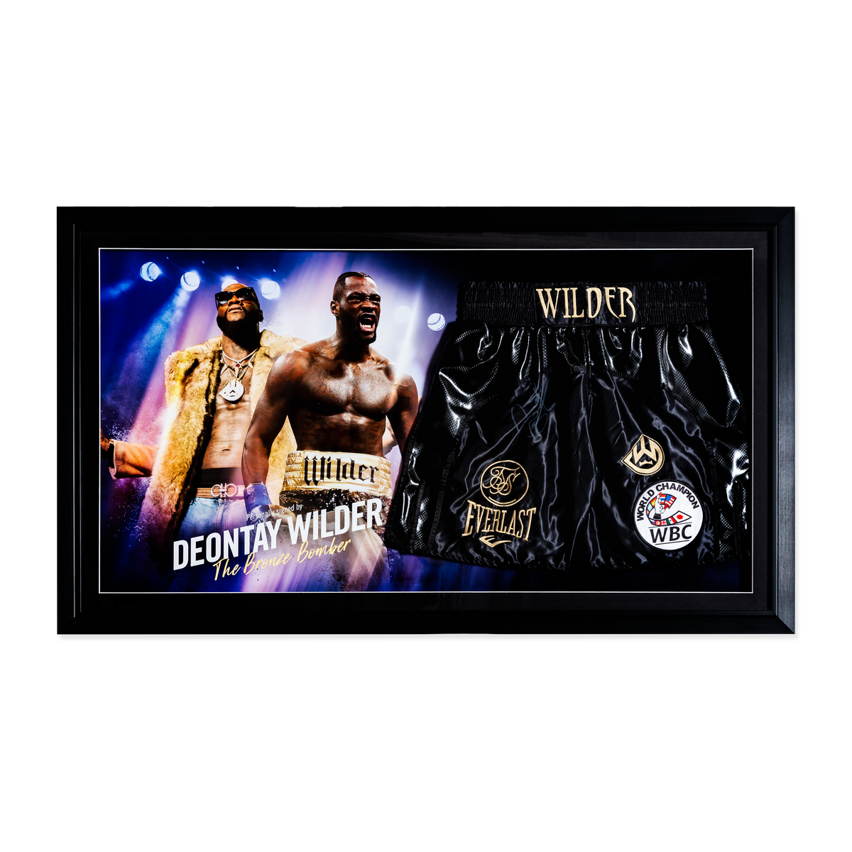 Deontay Wilder Signed Replica Shorts - Picture Board Display with LED Lights